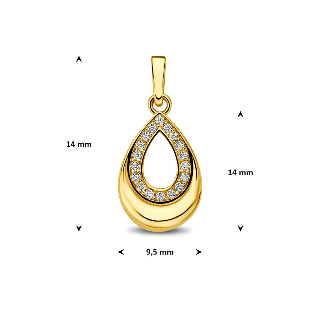9k hanger druppel zirkonia 14 mm 9K geel - druppel/komma/pegel