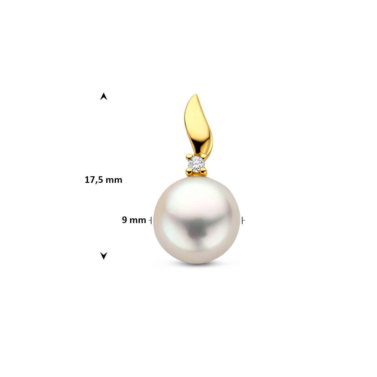 Anhänger Perle und Diamant 0,02ct H P 17,5mm 14K Gelbgold