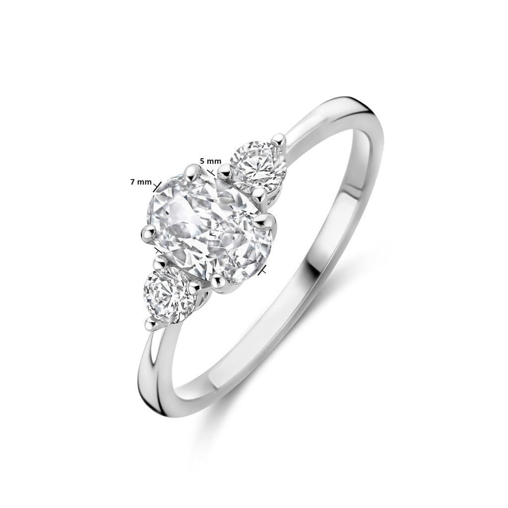 Ring Trilogie Zirkonia 7 x 5 mm Silber rhodiniert