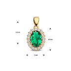 hanger groen en wit zirkonia halo 14K geelgoud