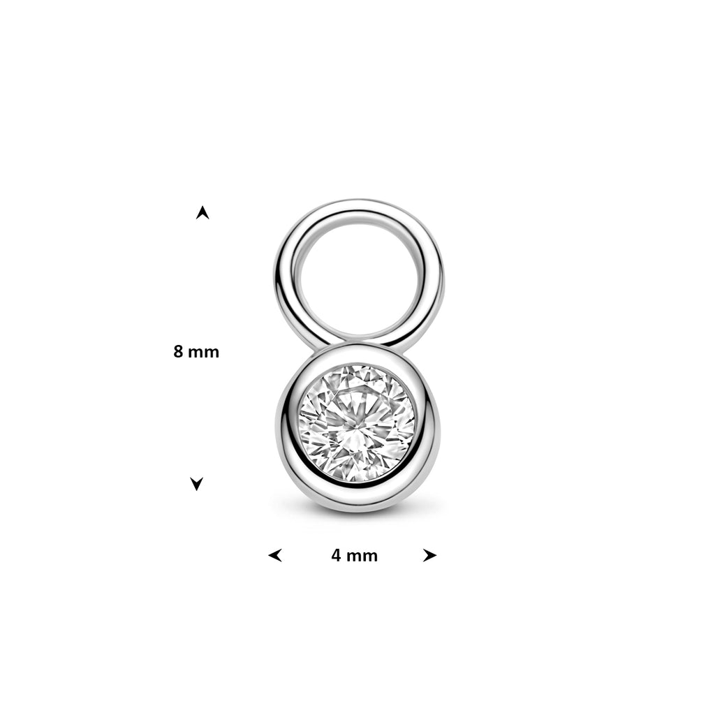 oorringhanger zirkonia 8 mm zilver gerhodineerd