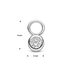 oorringhanger zirkonia 8 mm zilver gerhodineerd
