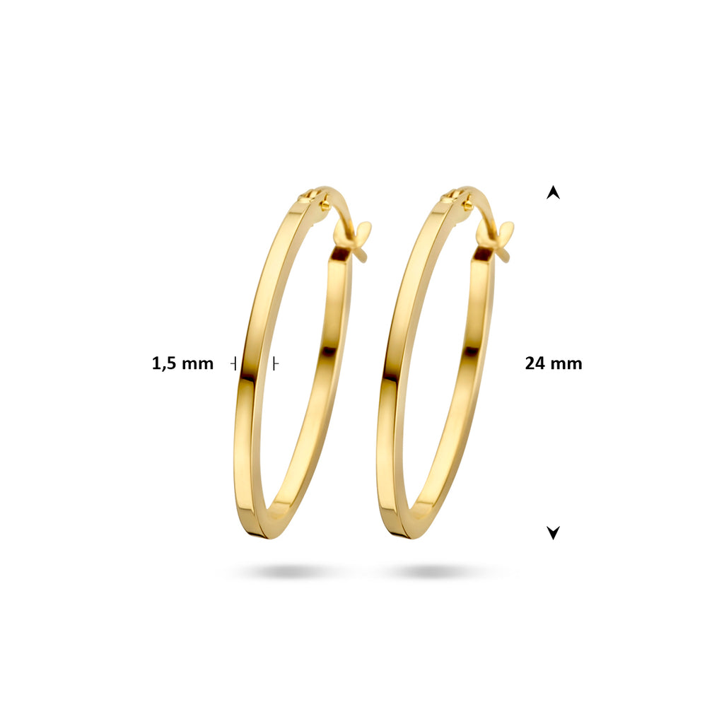 oorringen buis 1,5 mm 14K geelgoud - ovaal