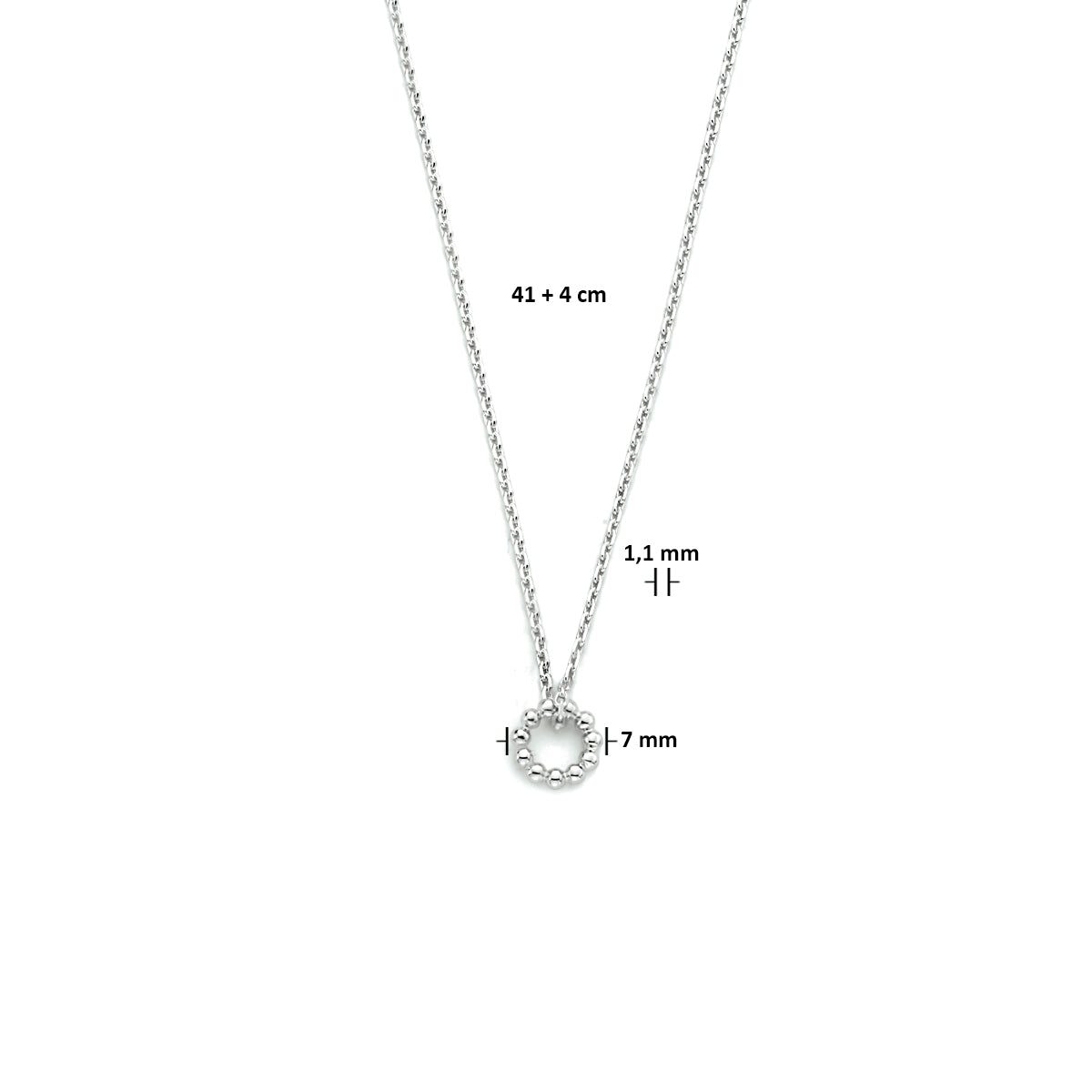 Halskette rund 41 + 4 cm Silber rhodiniert