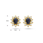 Ohrstecker Saphir und Zirkonia Halo 14K Gelbgold