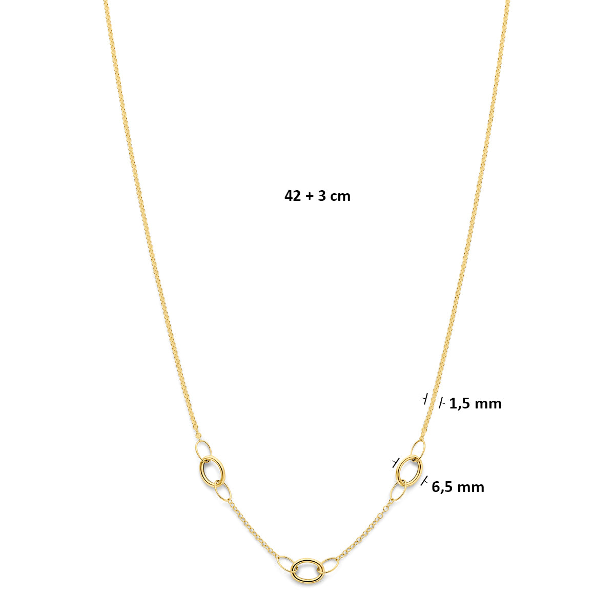 collier 42 + 3 cm 14K geelgoud
