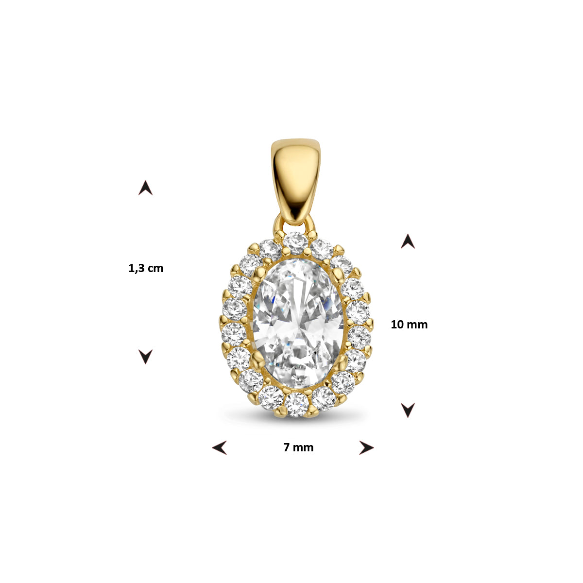 Anhänger Zirkonia Halo 14K Gelbgold