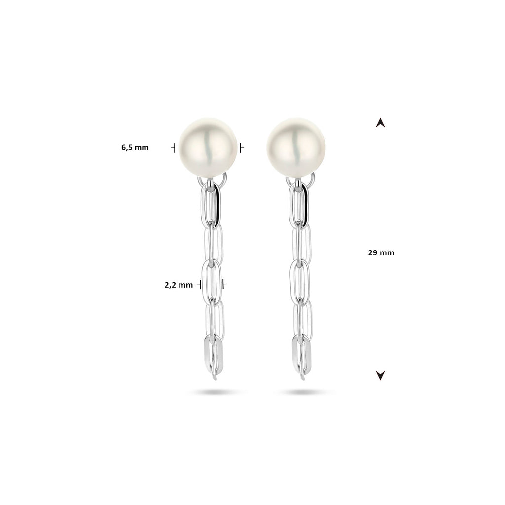 Ohrstecker Perle 6,5 mm Silber rhodiniert