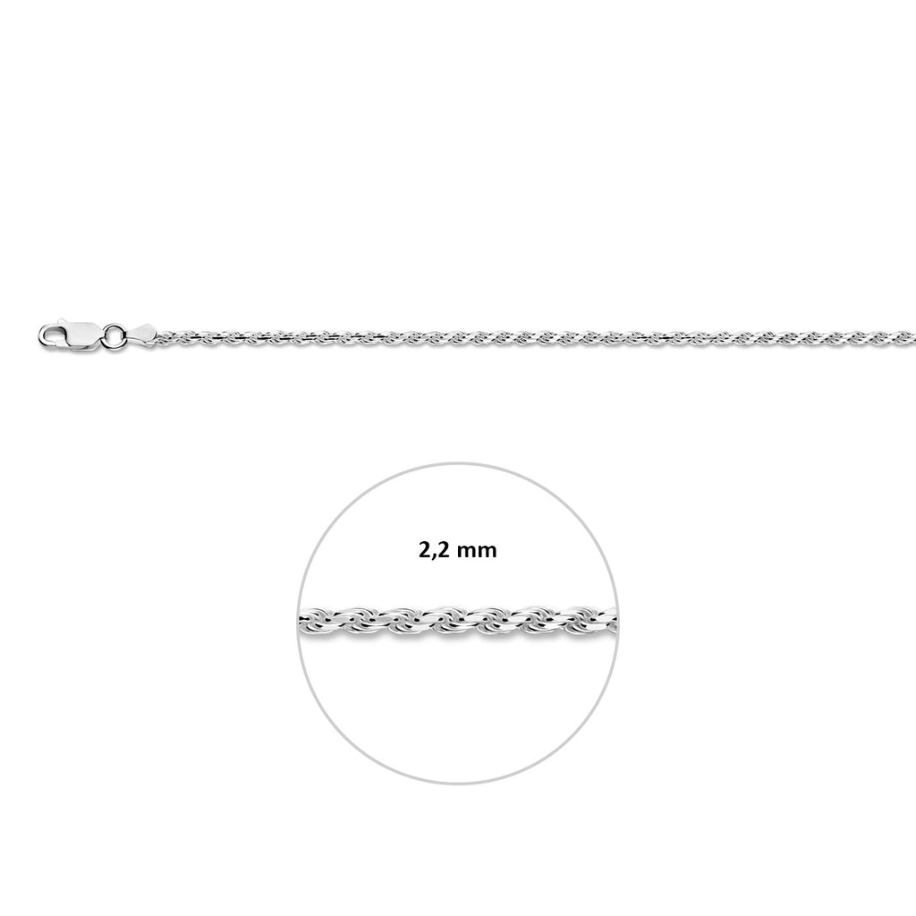 koord gediamanteerd 2,2 mm zilver wit