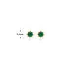 9k oorknoppen groen zirkonia 4,5 mm 9K geel