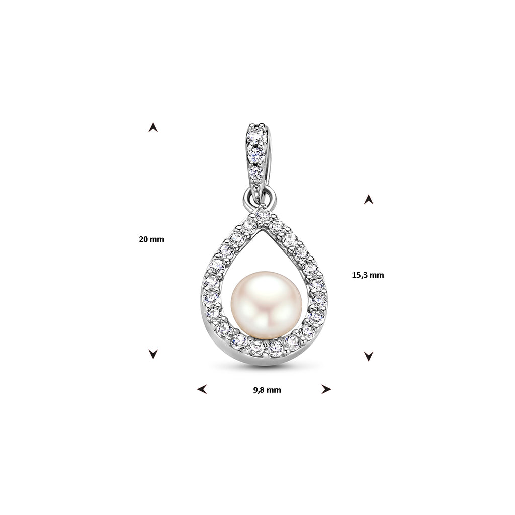 hanger parel en zirkonia zilver gerhodineerd
