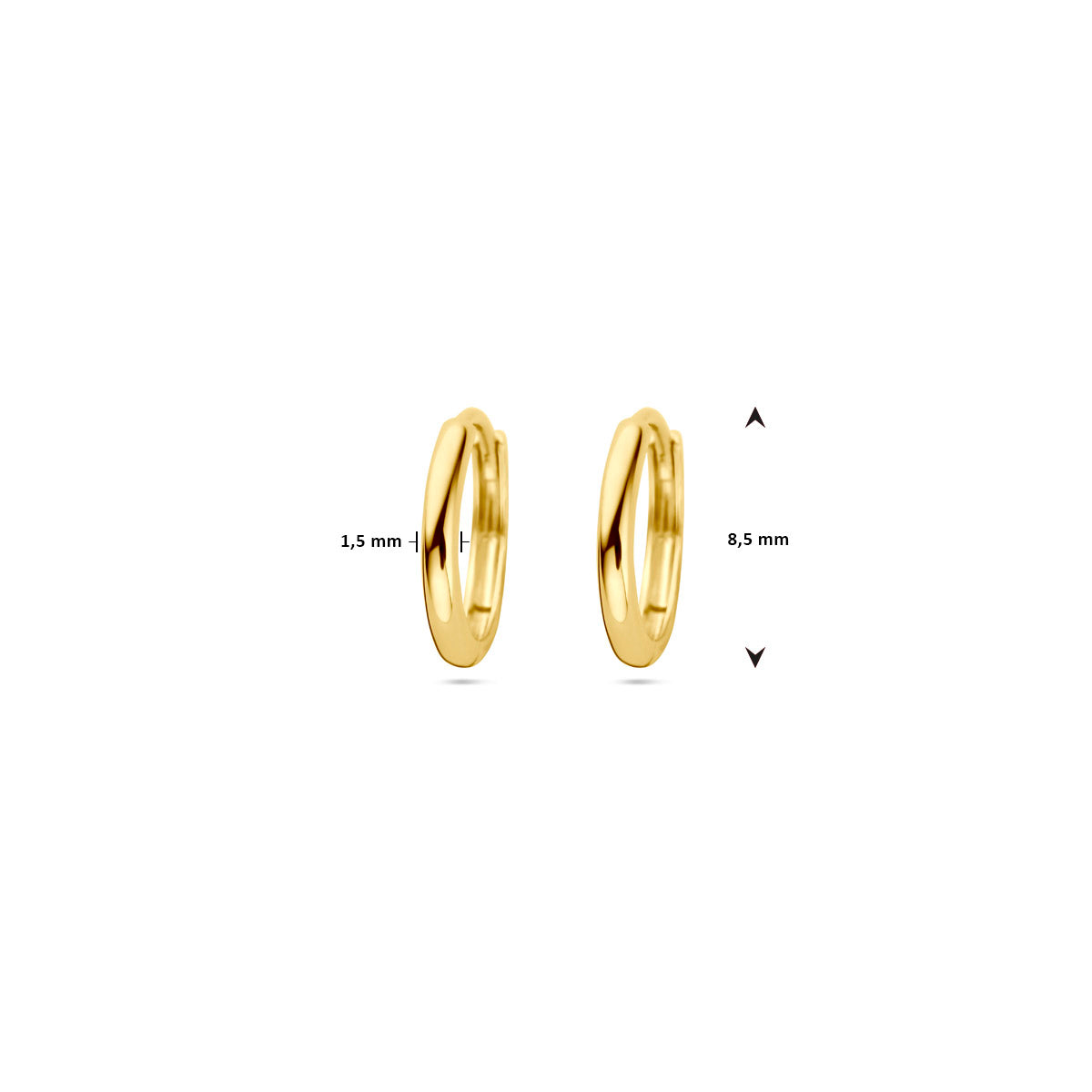 Ohrhänger 1,5 mm halbkreisförmiges Rohr aus 14-karätigem Gelbgold