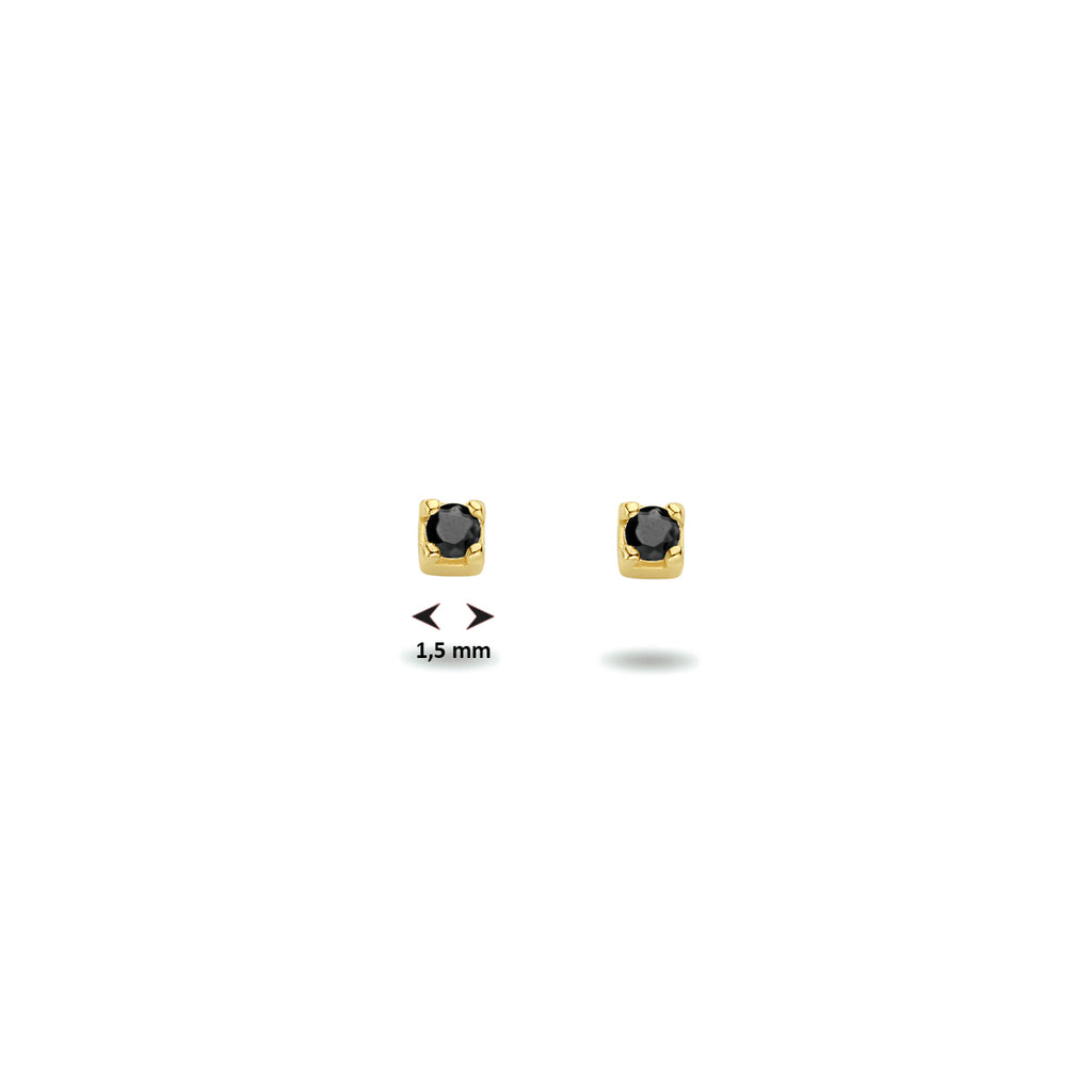 Ohrstecker schwarzer Zirkonia 14K Gelbgold