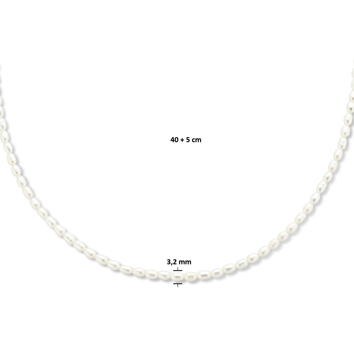 Halskette Perle 3,2 mm 40 + 5 cm 3 Mikron Silber vergoldet (gelb)