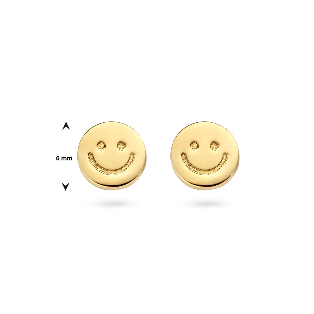 Ohrstecker Smiley 1 Mikron Silber vergoldet (gelb)