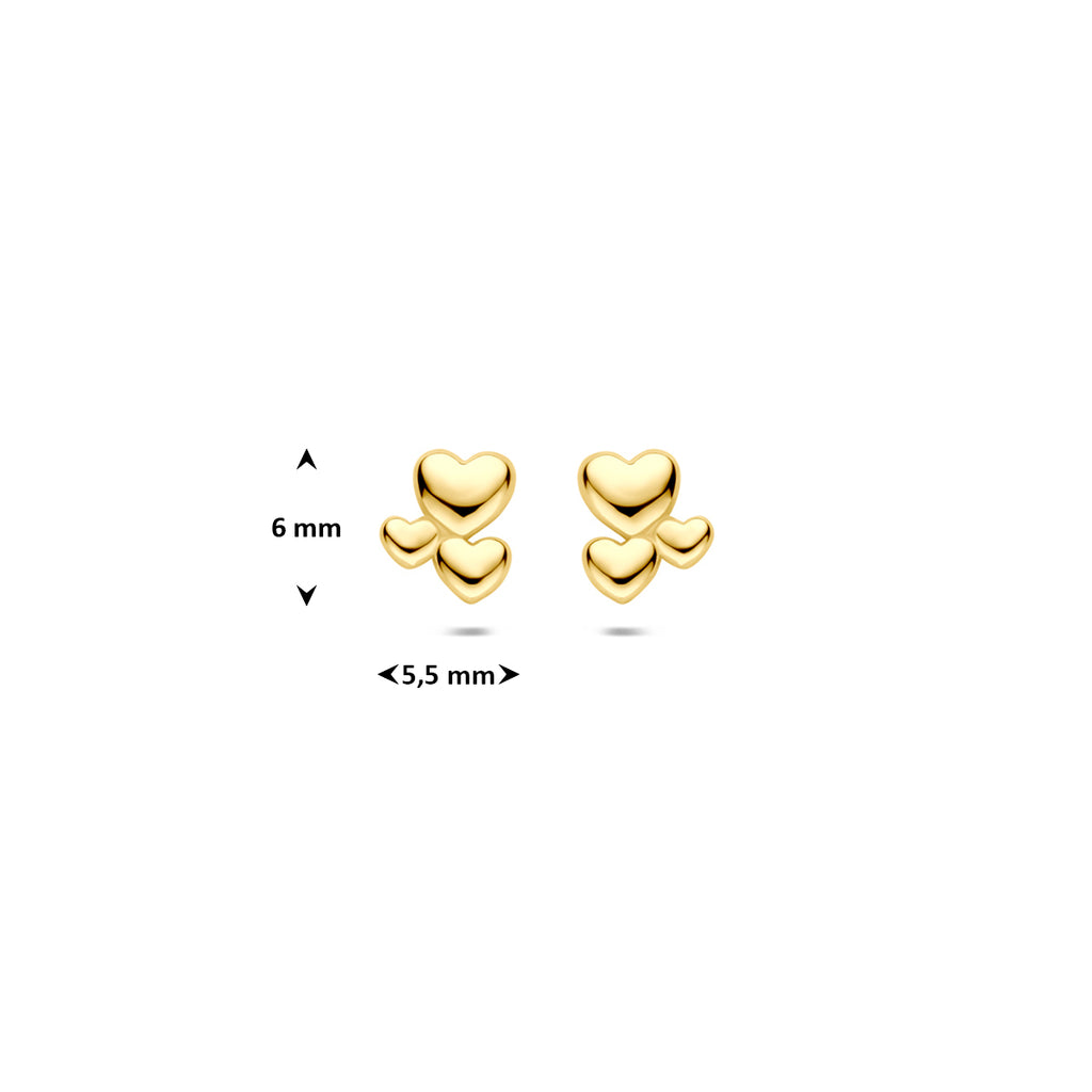9k oorknoppen hartjes 6 mm 9K geel