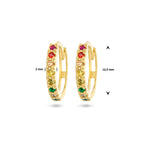 klapoorringen regenboog zirkonia 14K geelgoud