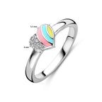 Ring Herz Zirkonia Emaille Silber rhodiniert