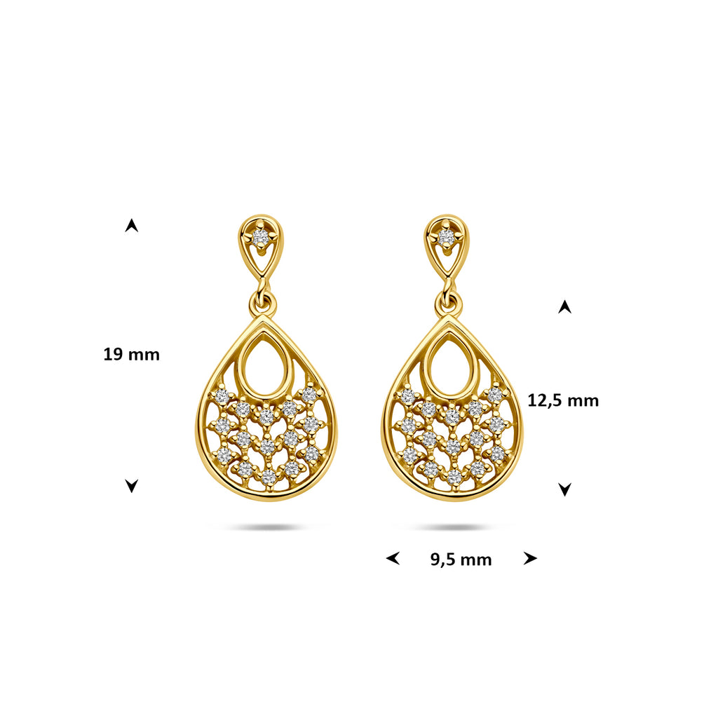 oorhangers zirkonia 19 mm 1 micron zilver verguld (geel)