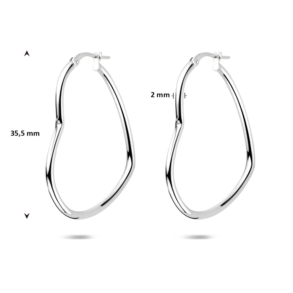oorringen hartje 35,5 mm zilver gerhodineerd