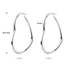 oorringen hartje 35,5 mm zilver gerhodineerd