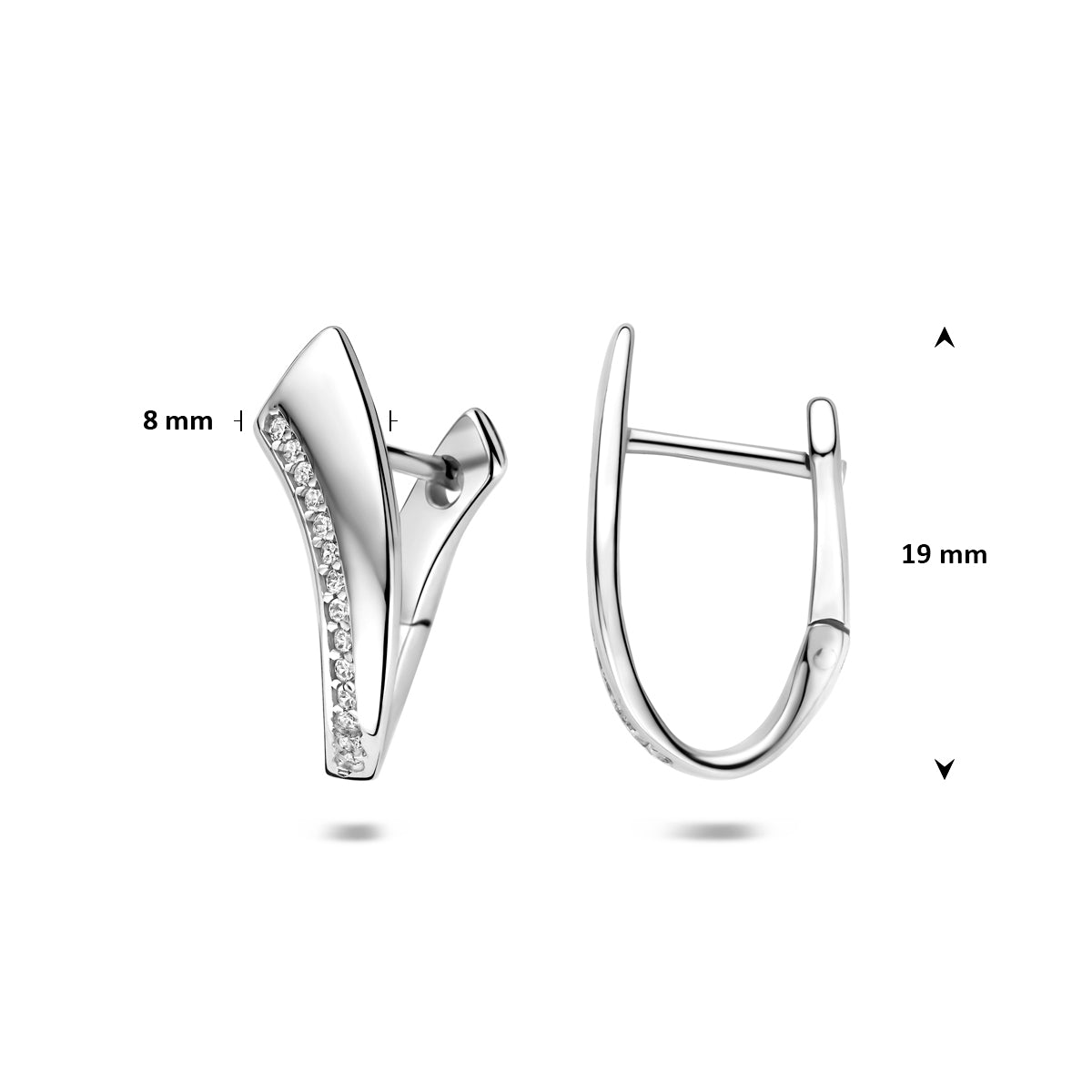 klapoorringen zirkonia 19 mm zilver gerhodineerd