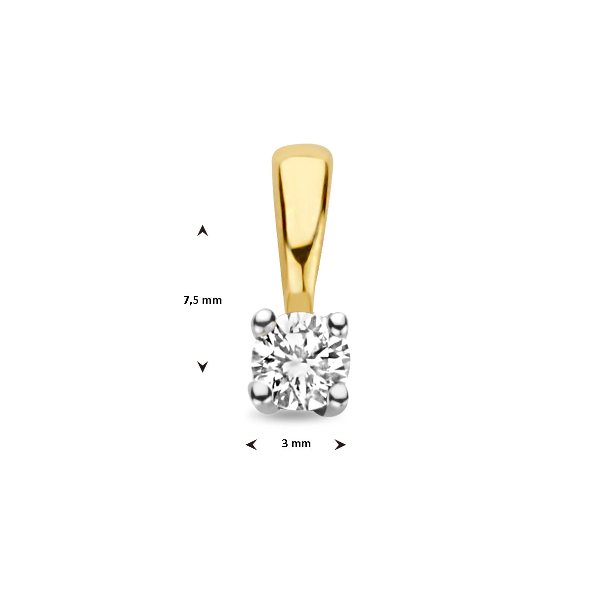 hanger diamant h si 14K bicolor goud geel/wit