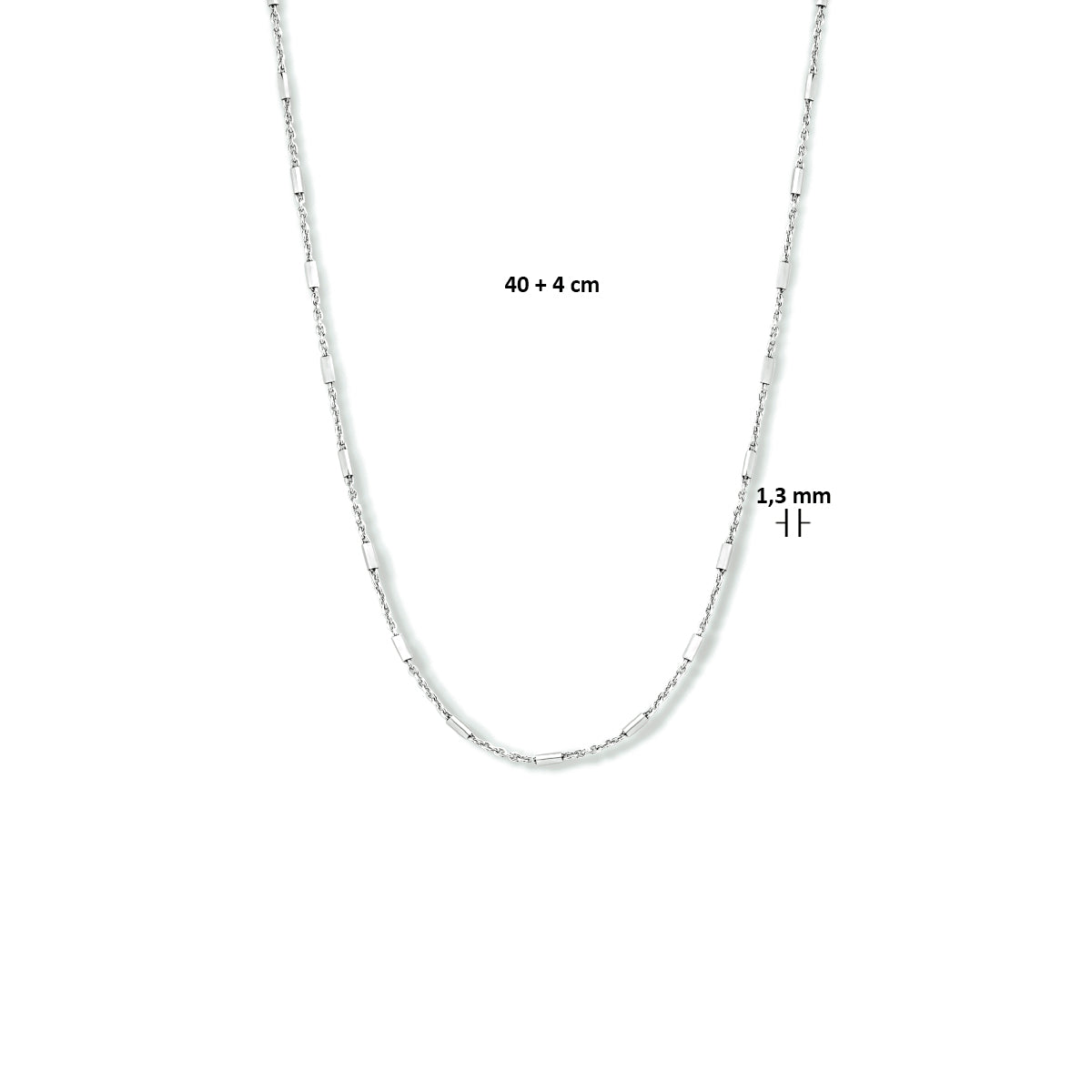 Halskette Rohre 1,3 mm 40 + 4 cm Silber rhodiniert