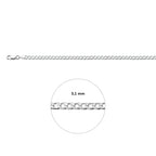 gourmette 8 zijdes geslepen 3,1 mm zilver wit