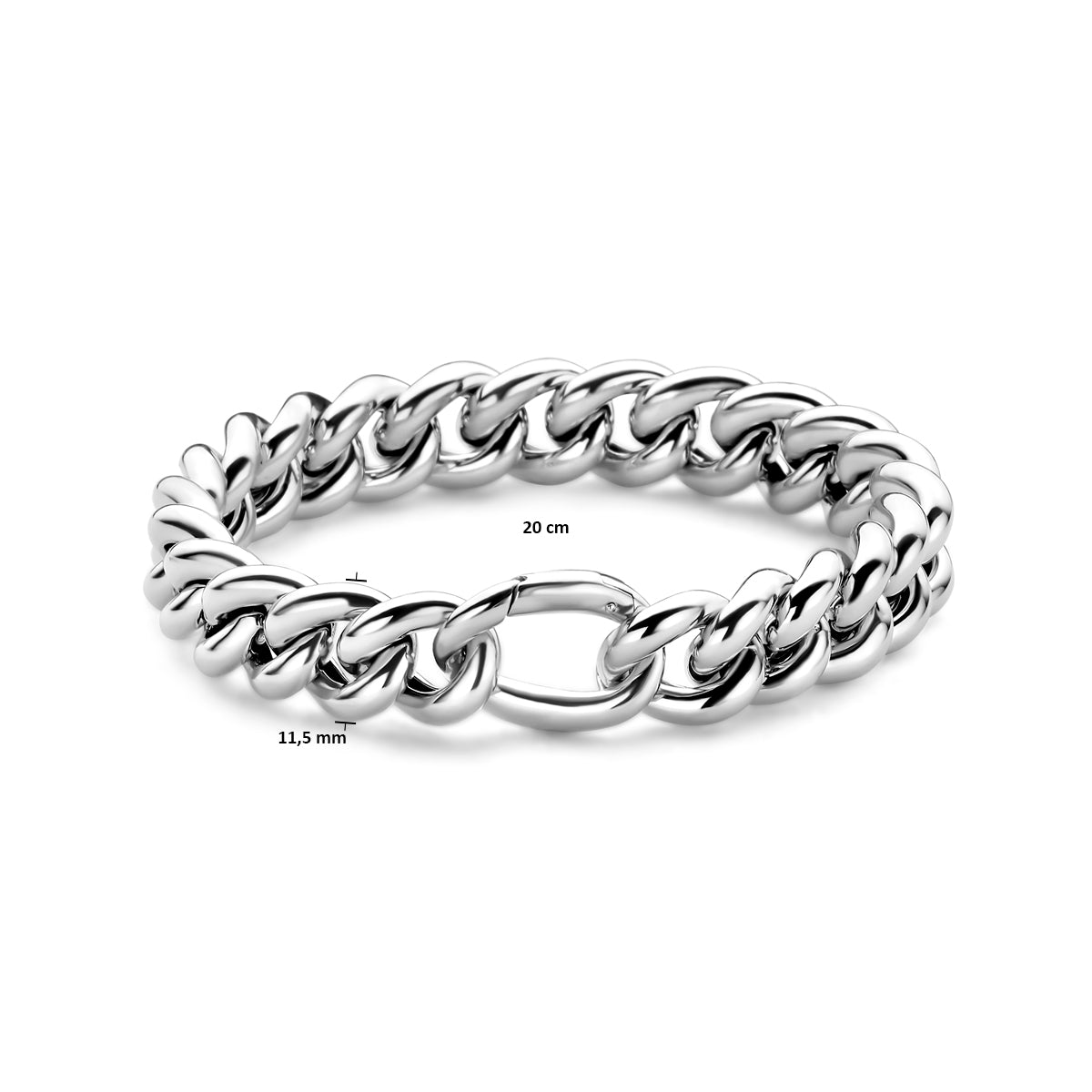 Armband Panzerkette 11,5 mm 20 cm Silber rhodiniert