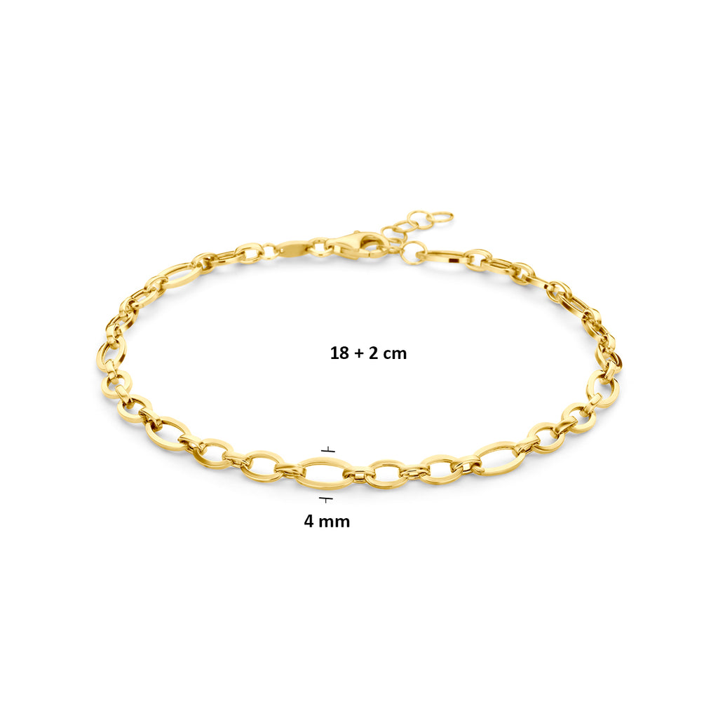 armband 4 mm 18 + 2 cm 14K geelgoud