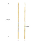 doortrekoorbellen diamant 0.08ct (2x 0.04ct) h si 85 mm 14K geelgoud