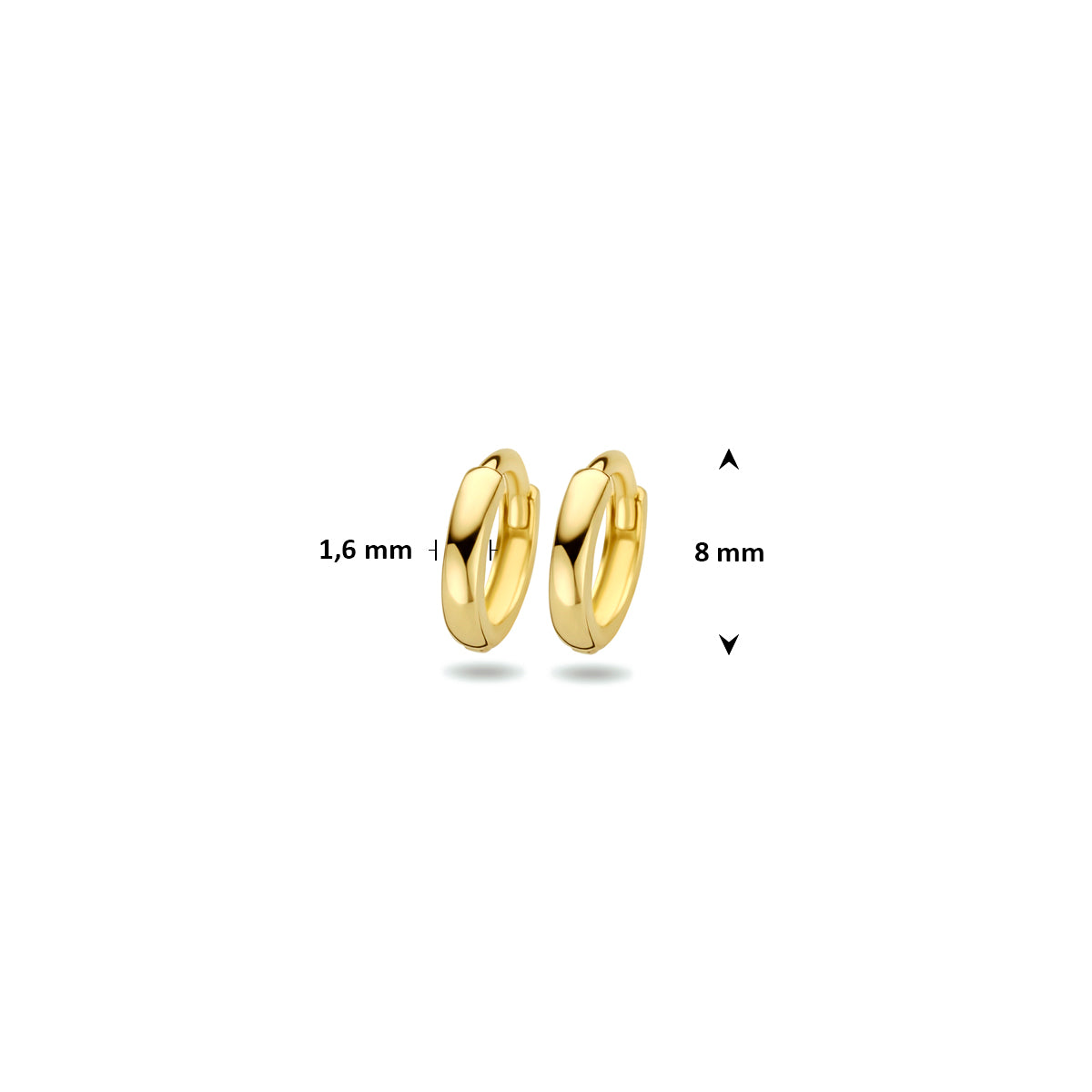 klapoorringen 8 mm 14K geelgoud