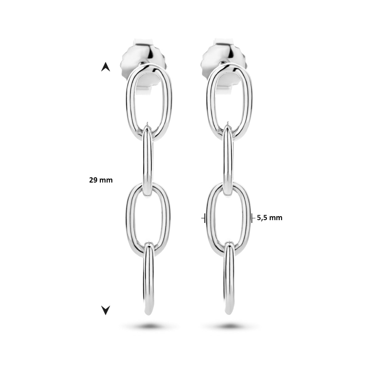 oorhangers paperclip ronde buis zilver gerhodineerd