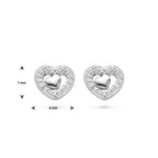 Ohrstecker Herzen Zirkonia Silber rhodiniert