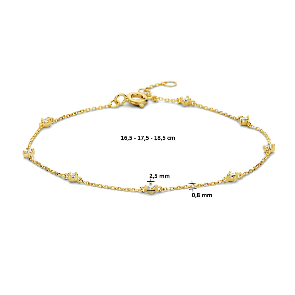 Armband Zirkonia 16,5 - 17,5 - 18,5 cm 14K Gelbgold