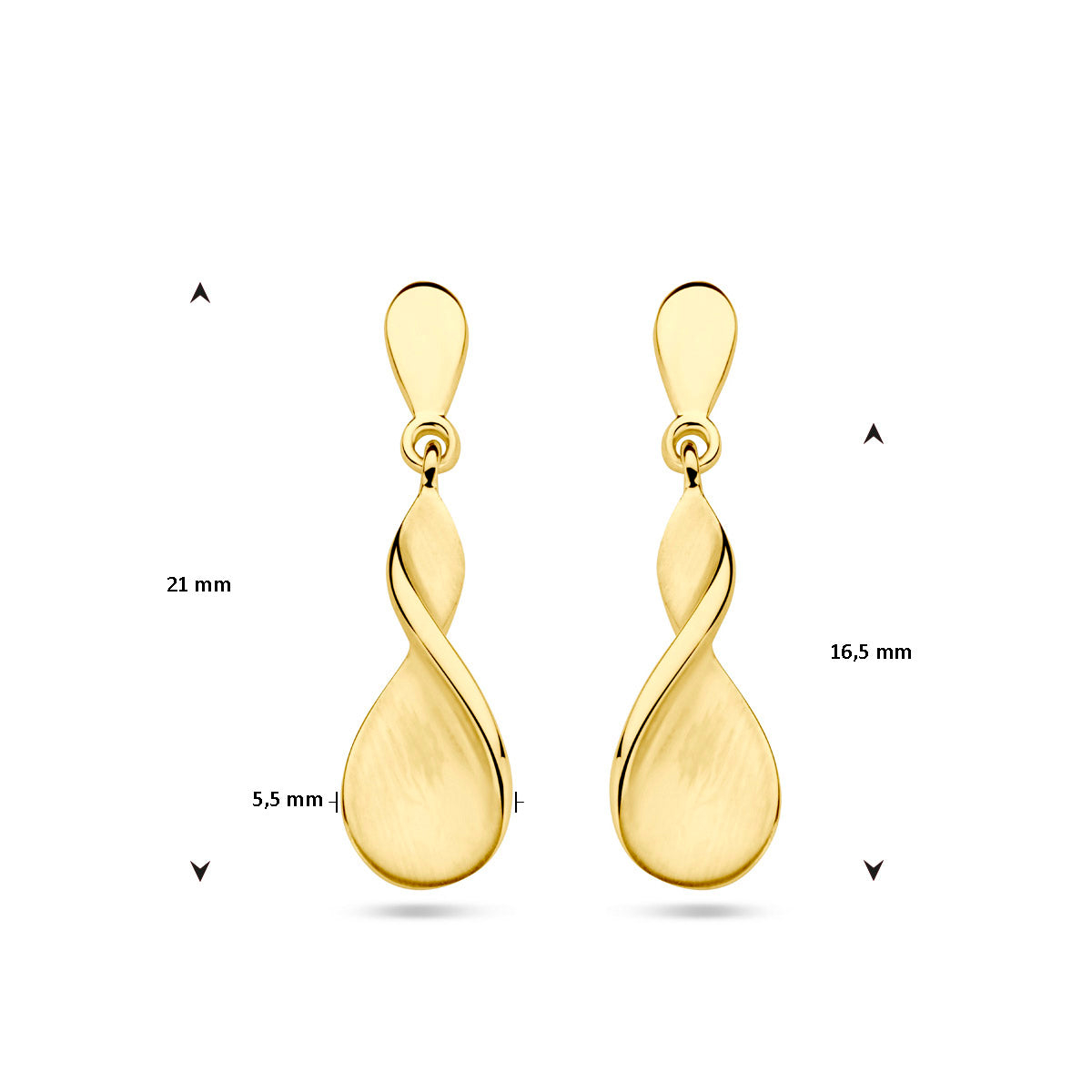 oorhangers poli/mat 14K geelgoud