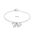 enkelbandje schelp en zeester 24 + 2 cm zilver gerhodineerd