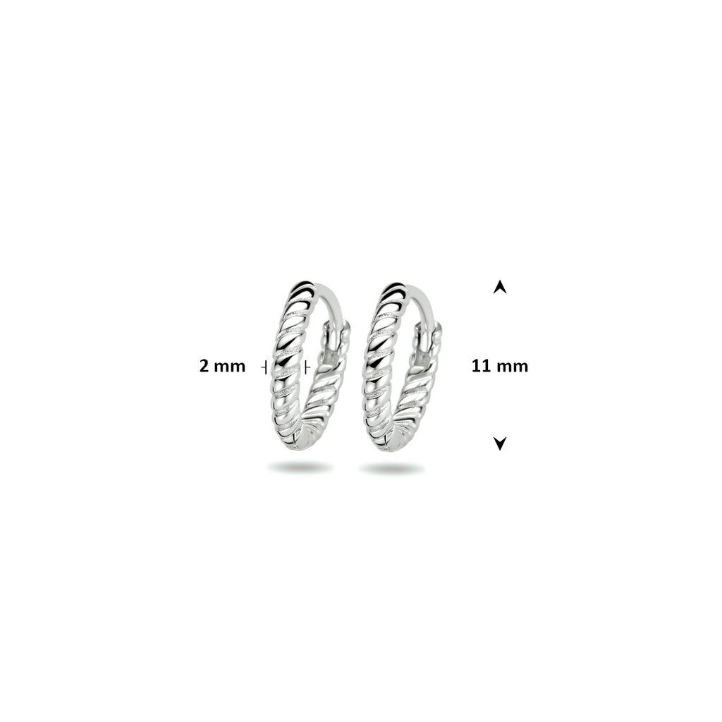 klapoorringen gedraaid 11 mm zilver gerhodineerd