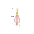 hanger roze kwarts 15 mm 14K geelgoud