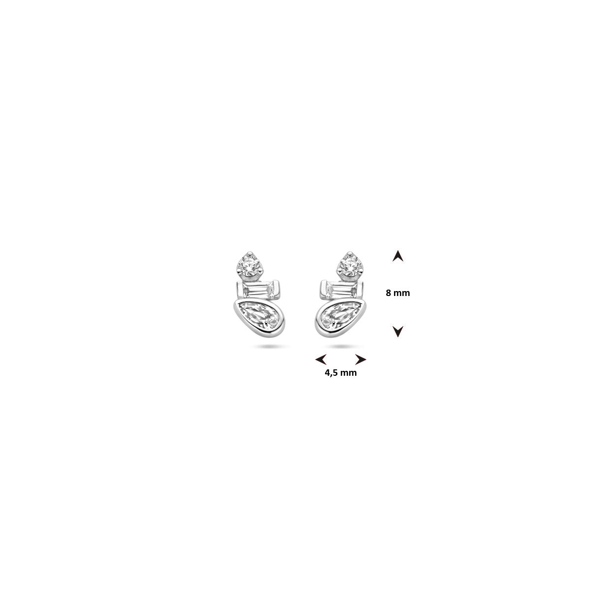 oorknoppen zirkonia 8 mm zilver gerhodineerd