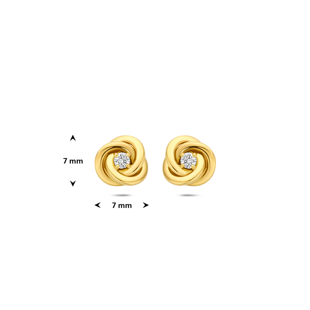 oorknoppen lab grown diamant 0.07ct (2x 0.035ct) f vs 7 mm 14K geelgoud