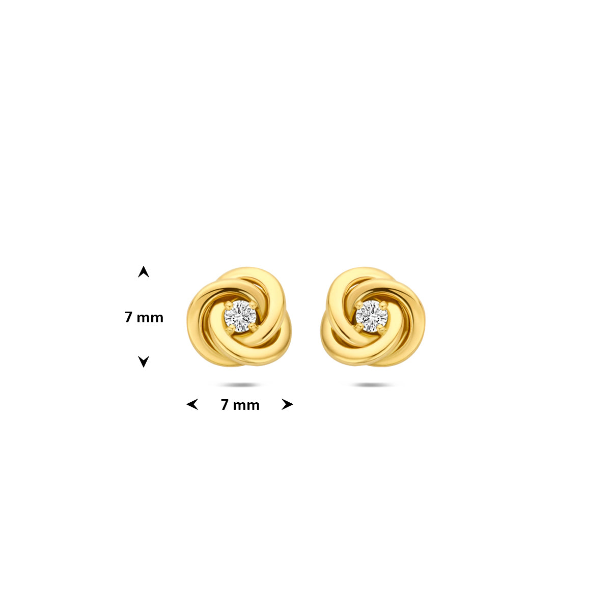 oorknoppen lab grown diamant 0.07ct (2x 0.035ct) f vs 7 mm 14K geelgoud