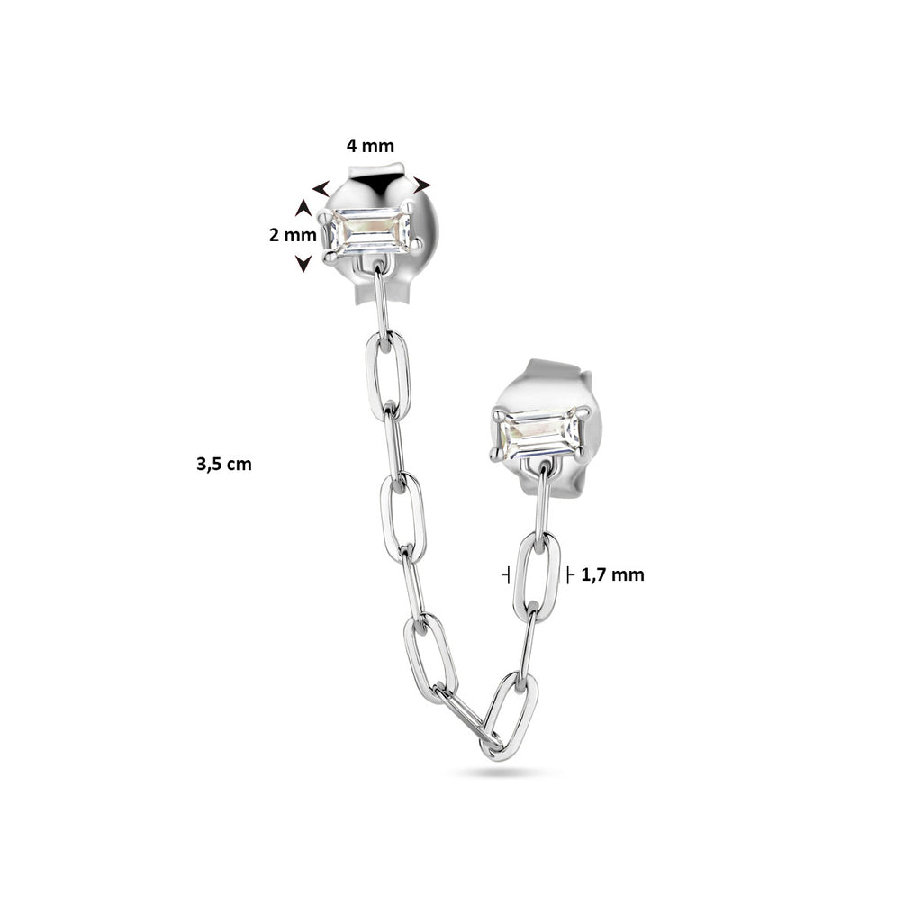 Ohrstecker einzeln, Silber rhodiniert