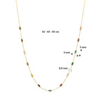 9k collier gekleurd zirkonia 41 - 43 - 45 cm 9K geel
