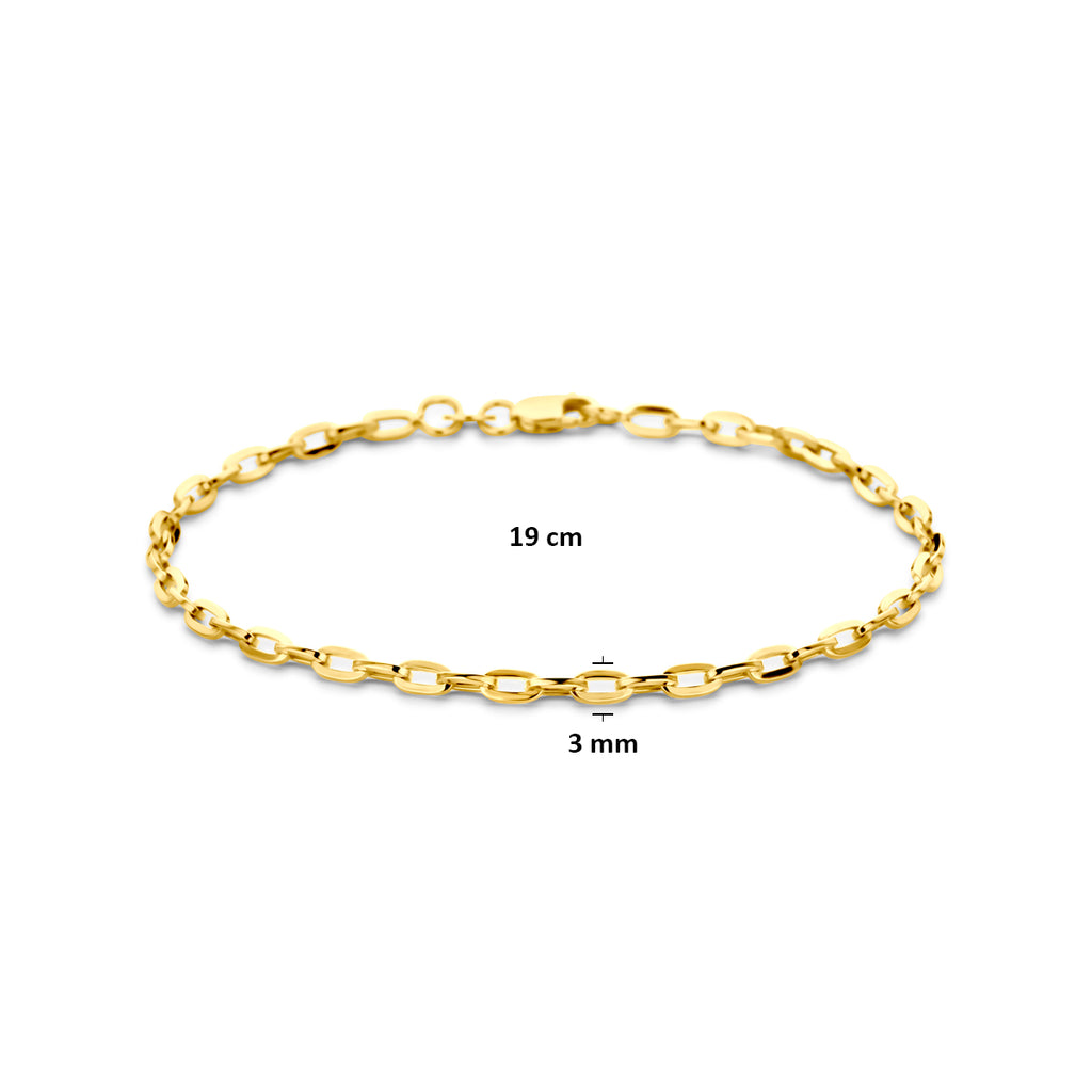armband anker massief 3,0 mm 19 cm silgold (geel met zilverkern)