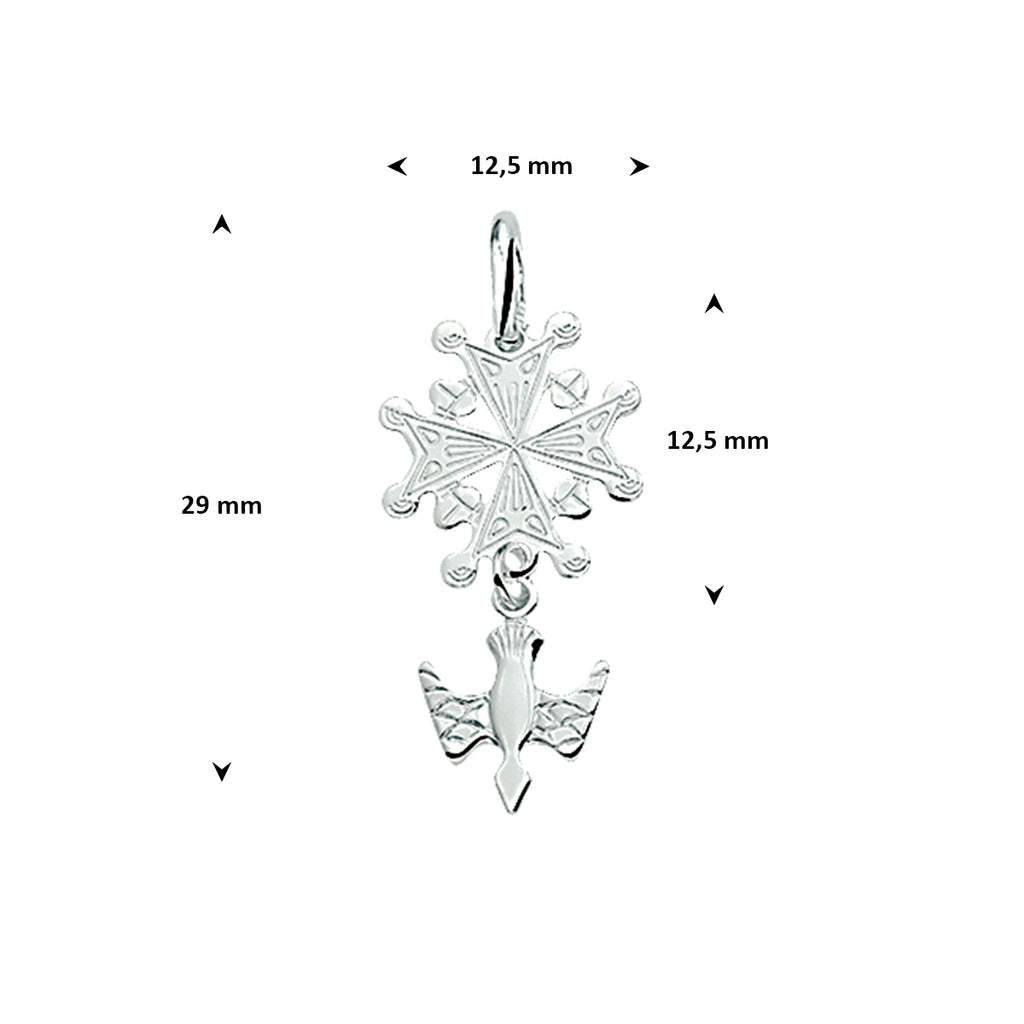 hanger hugenoot gediamanteerd 29 mm zilver wit