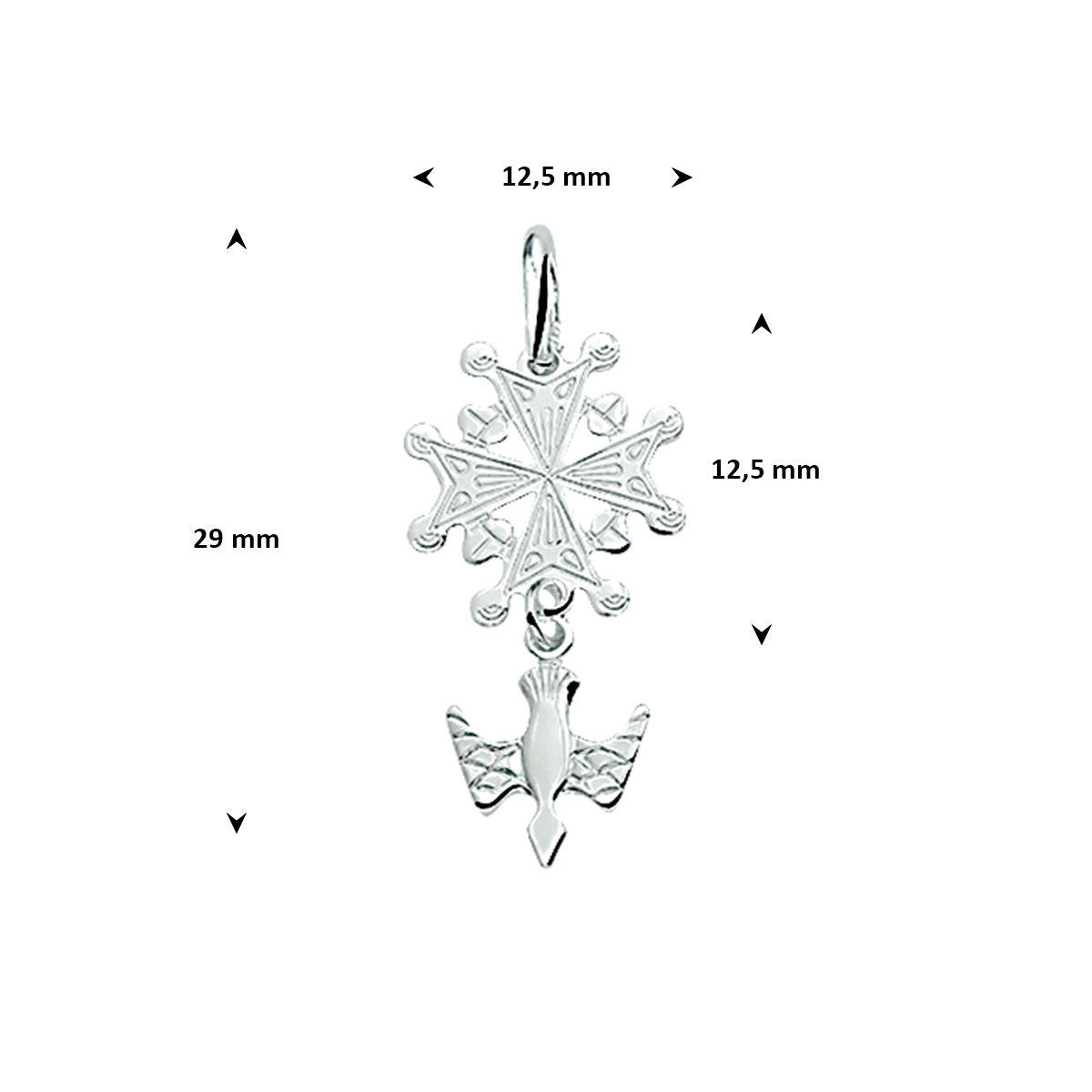 hanger hugenoot gediamanteerd 29 mm zilver wit