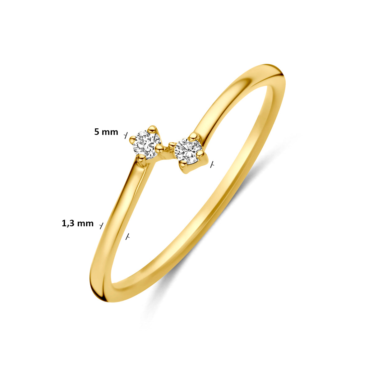 ring diamant 0.05ct h si 14K geelgoud