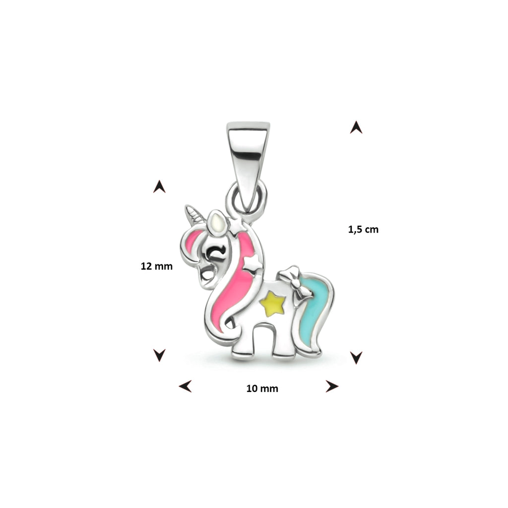 Anhänger Emaille Einhorn Silber rhodiniert